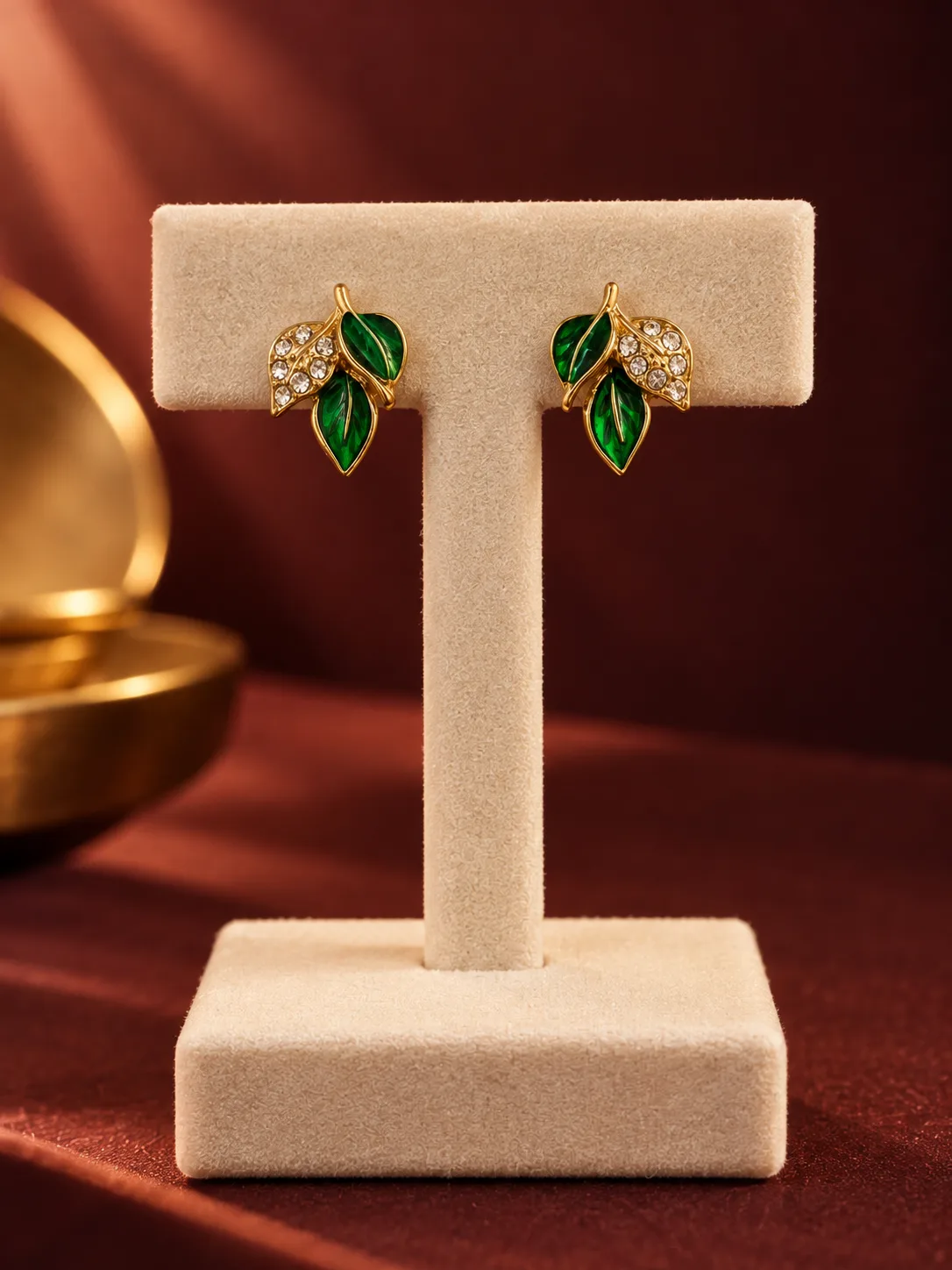 Emerald Leaf Earrings