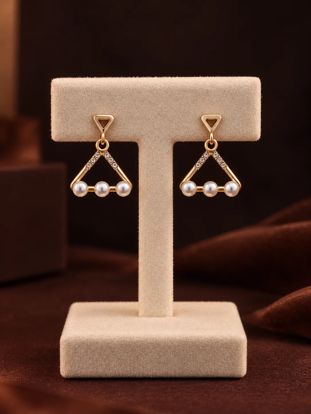 Pearl Triangle Earrings
